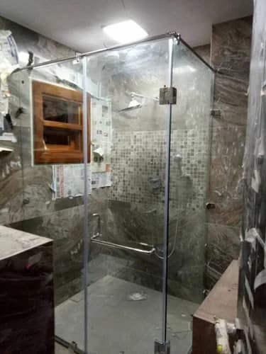 L-shaped corner enclosure, sliding door fitted by FabWise in Gurugram & Noida — photo 3
